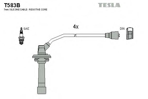 T583B TESLA Провода высоковольтные компл.