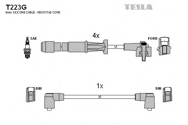 T223G TESLA КОМПЛЕКТ ПРОВОДОВ FORD SCORPIO 2.0, 2.3 16V 95-, К