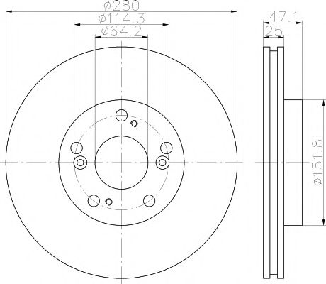 92146603 TEXTAR Диск торм. HONDA ACCORD 03- перед. вент. d=280mm 1 шт (min 2 шт)