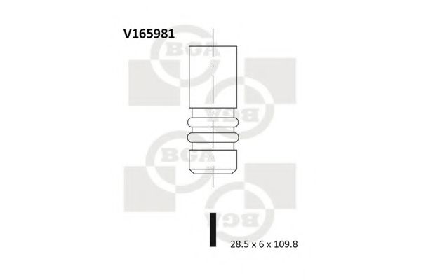 V165981 BGA клапан 28.5x6x109.8 chr pt cruisersebringstratus 2.02.4 95- ex