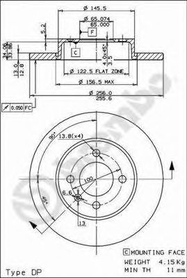 08514914 BREMBO Диск тормозной VW GOLF 3/PASSAT 88-97 1.6-1.8/1.6-1.9 DIESEL перед. D=256
