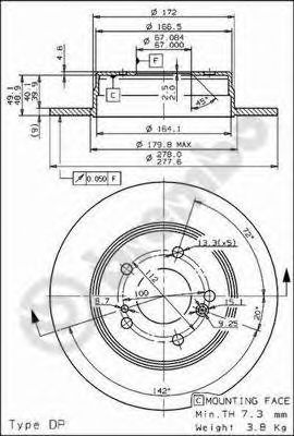 08517831 BREMBO Диск тормозной MB -2 задн. D278