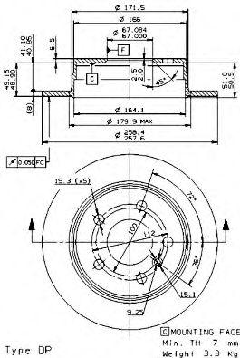 08958011 BREMBO Диск торм. mercedes w169 a150-a160 (276x12мм) (окрашенный)