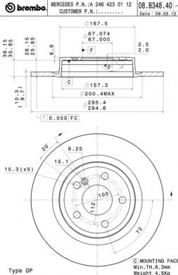 08B34841 BREMBO Диски задние