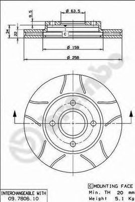 09780675 BREMBO Диск торм.пер.вент.Ford Focus