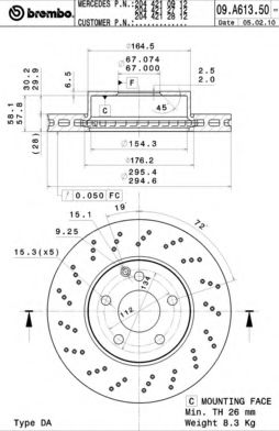 09A61351 BREMBO Диск тормозной вентилируемый, перфорированный