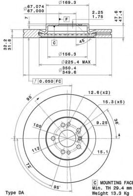 09R10311 BREMBO Диск тормозной MB X164/W164/W251 05- перед. D=350 (1 шт)