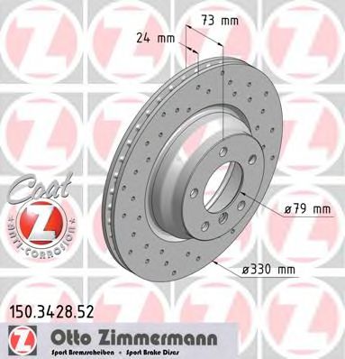 150342852 ZIMMERMANN диск торм.пер. bmw 1 (e87), 3 (e90), x1 (e84) 05>