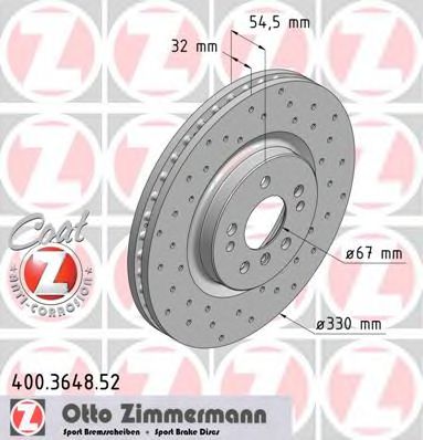 400364852 ZIMMERMANN Томозной диск пер sport coat z mb w164