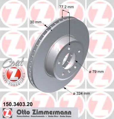 150340320 ZIMMERMANN Диск тормозной