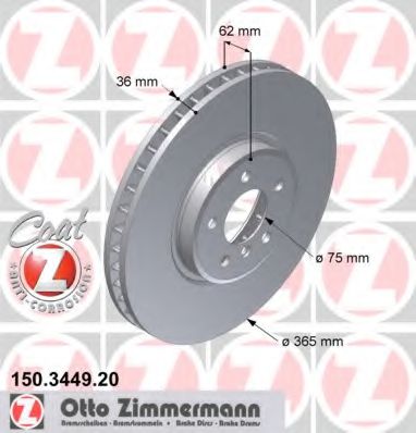 150344920 ZIMMERMANN Диск тормозной передний