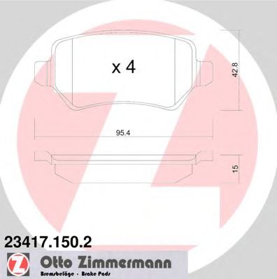 234171502 ZIMMERMANN Колодки тормозные OPEL ASTRA H 04- задн.
