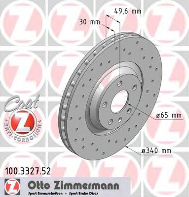 100332752 ZIMMERMANN Диск тормозной audi sport coat z beschichtet