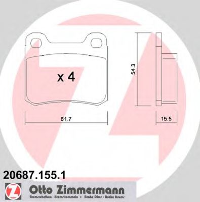 206871551 ZIMMERMANN КОЛОДКИ ТОРМ MER W201 1,8202,32,62,5D 1082-893 ,W124 E200-E280E300D ЗАД 387-695