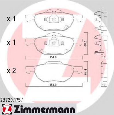 237201751 ZIMMERMANN Колодки тормозные пер. honda accord vii (cl) 2.0 (cl7) 02.2003 -