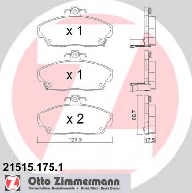 215151751 ZIMMERMANN КОЛОДКИ ТОРМ HON CIVIC 1.4-1.8 94-03,CONCERTO HW 1.51.6 ПЕР 90