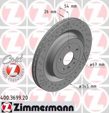 400369920 ZIMMERMANN ДИСК ТОРМОЗНОЙ GL-KLASSE (X166) GL 63 AMG 4-matic (166.874) 07.2012 -
