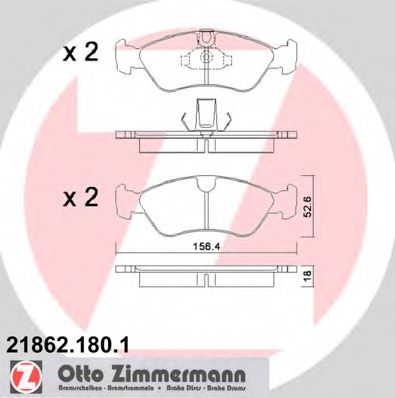 218621801 ZIMMERMANN Комплект тормозных колодок, дисковый тормоз