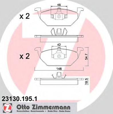 231301951 ZIMMERMANN Колодки тормозные передние