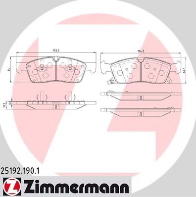 251921901 ZIMMERMANN Колодки тормозные передние GRAND CHEROKEE IV (WK, WK2) 10- GL-CLASS M-CLASS 251921901 Zimmermann