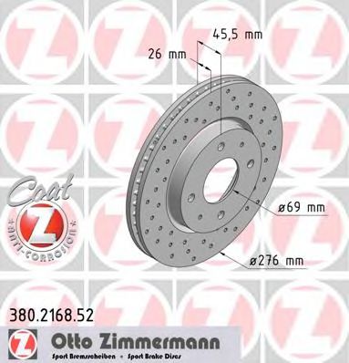 380216852 ZIMMERMANN Диск тормозной