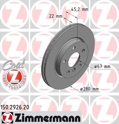 150292620 ZIMMERMANN Диск тормозной BMW Coat Z MINI (F56)