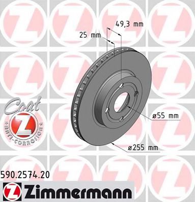 590257420 ZIMMERMANN диск тормозной toyota