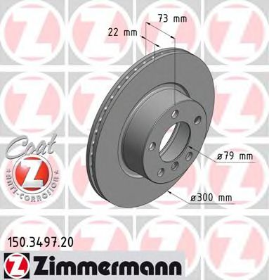150349720 ZIMMERMANN Диск тормозной BMW 3(F30) 10- перед.вент.Coat Z