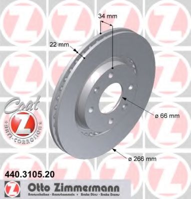 440310520 ZIMMERMANN    Peugeot 26 998-, Peugeot 37 8-, Citroen C2 93-, Citroen C3 22-, Citroen C4 114-, Citroen C5 31-, Citroen Xsara 497-
