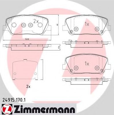 249151701 ZIMMERMANN Колодки тормозные дисковые Hyundai, Kia i30, VELOSTER (FS), CEE'D