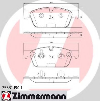 255311901 ZIMMERMANN Колодки тормозные передние 192*72 мм GL GLE GLS M-CLASS 255311901 Zimmermann