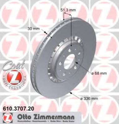 610370720 ZIMMERMANN Диск тормозной передний Volvo XC 9 1.2-