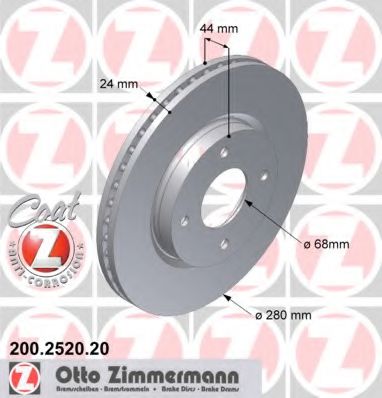 200252020 ZIMMERMANN Диск тормозной передний