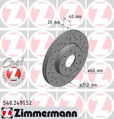 540249152 ZIMMERMANN Диск тормозной SUZUKI/OPEL Coat Z SPORT