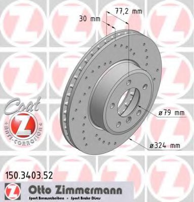 150340352 ZIMMERMANN Диск тормозной передний