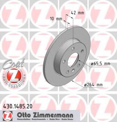 430148520 ZIMMERMANN ДИСК ТОРМ OPL ASTRA 1,8-2L, ZAFIRA 1,8-2L, R, 26410