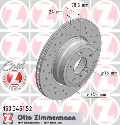 150345152 ZIMMERMANN Диск тормозной BMW X5(E70)(F15)/X6(E71)(F16) 06- задн.вент.Sport Coat Z