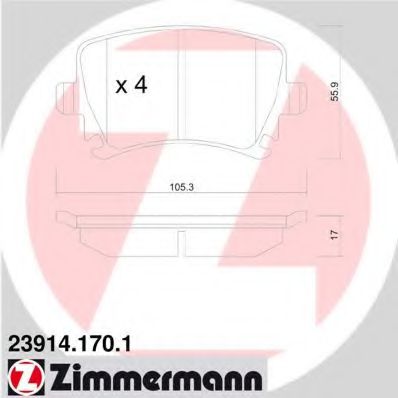 239141701 ZIMMERMANN Колодки тормозные задние