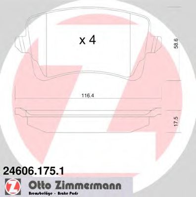 246061751 ZIMMERMANN Колодки тормозные AUDI A4/A5/Q5 07- задн.