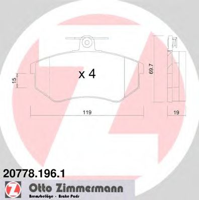207781961 ZIMMERMANN колодки тормозные