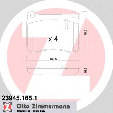 239451651 ZIMMERMANN Комплект тормозных колодок, дисковый тормоз