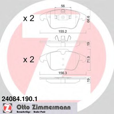 240841901 ZIMMERMANN Колодки тормозные передние для 326 мм диска Zimmermann