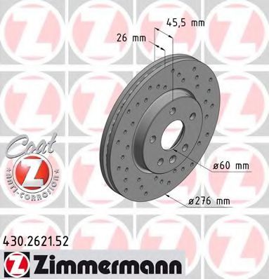 430262152 ZIMMERMANN Диск торм.пер. opel astra j, chevrolet aveocruze 09 заказ не менее 2 единиц