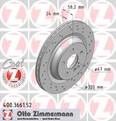 400366152 ZIMMERMANN тормозной диск зад sport перф mb w221216 05-&gt,