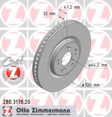 280317820 ZIMMERMANN Тормозной диск