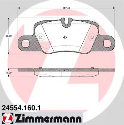 245541601 ZIMMERMANN Тормозные колодки задние panamera 3.6 05.2010-