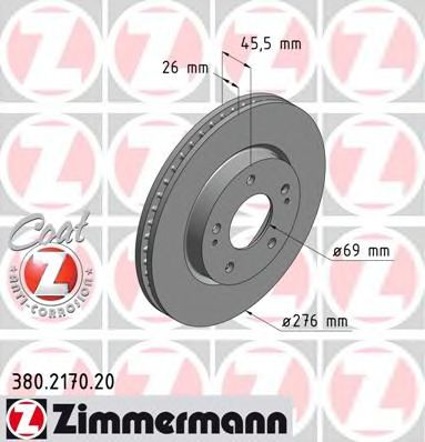 380217020 ZIMMERMANN Диск тормозной вентилируемый