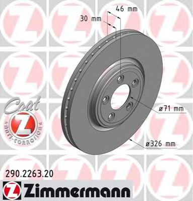 290226320 ZIMMERMANN Диск тормозной передний 326 мм Zimmermann