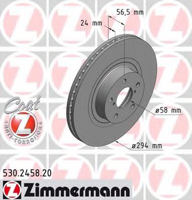 530245820 ZIMMERMANN ДИСК ТОРМ SUB IMPREZA 98 F, FORESTER 2 0 TURBO