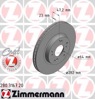 280316720 ZIMMERMANN диск торм hon civic vicr-v iistrem пер 0106>